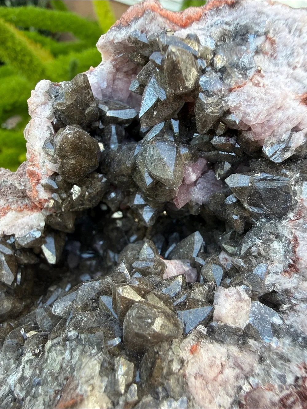 Pink Amethyst and Smoky Quartz Geode with Pink Matrix - Picture 3 of 12